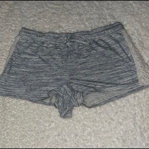 grey shorts with lace siding